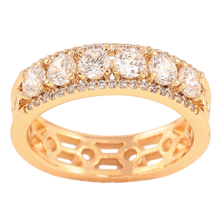 Каблучка Xuping колір Позолота 18K "Візерунок з кристалами", шир 6мм фото №2