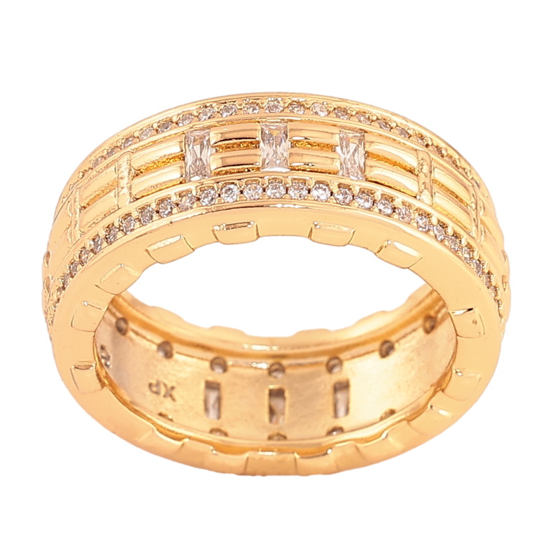 Кольцо Xuping цвет Позолота 18K "Узор с кристаллами" шир. 9мм фото №5