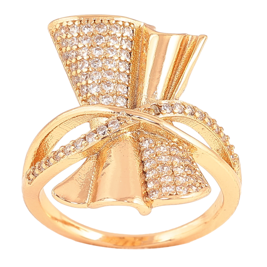 Каблучка Xuping колір Позолота 18K "Декоративний бант з кристалами" фото №1