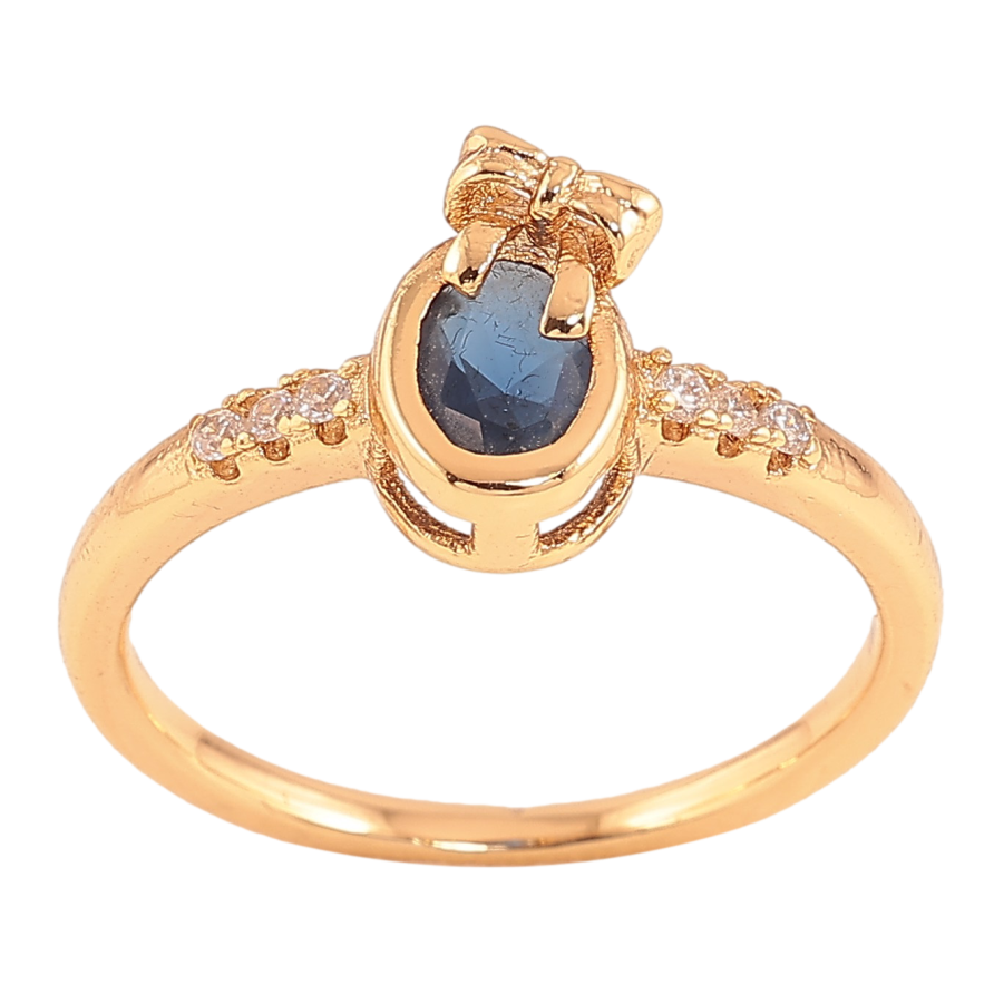 Кольцо Xuping цвет Позолота 18K "Синий кристалл с бантом" фото №1