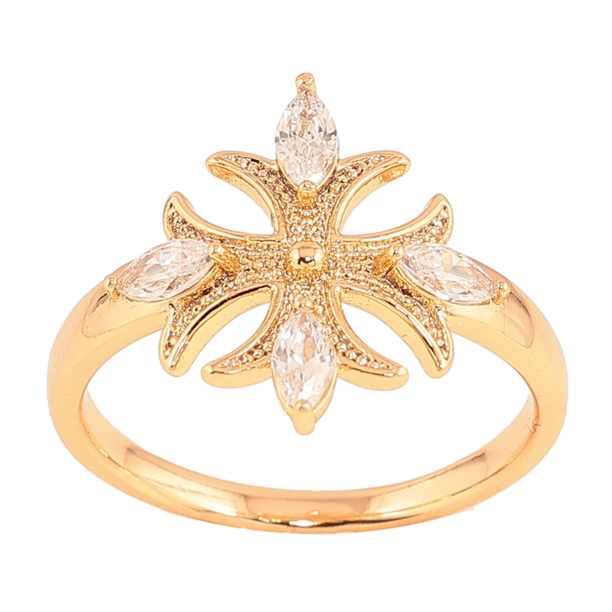 Кольцо Xuping цвет Позолота 18K "Крест с кристаллами" фото №1