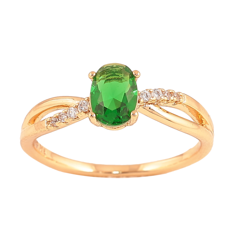 Кольцо Xuping цвет Позолота 18K "Узор с зеленым кристаллом" фото №1