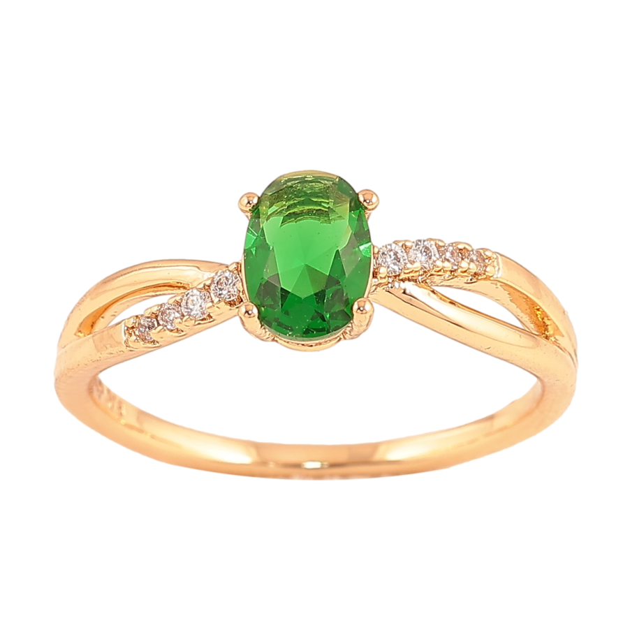 Кольцо Xuping цвет Позолота 18K "Узор с зеленым кристаллом" фото №1