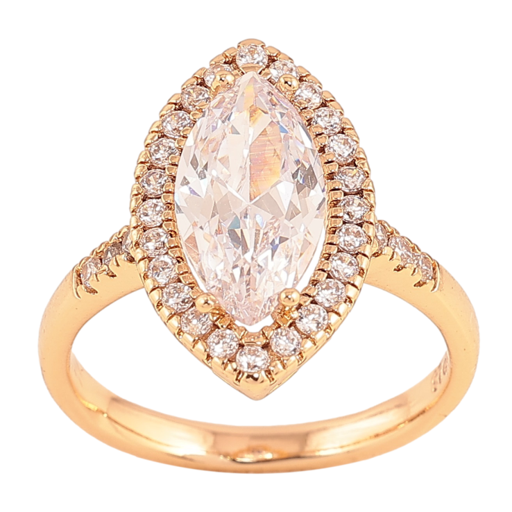Кольцо Xuping цвет Позолота 18K "Кристалл Маркиз в обрамлении"  фото №12