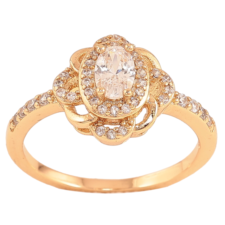 Каблучка Xuping колір Позолота 18K "Візерунок з кристалами" фото №1