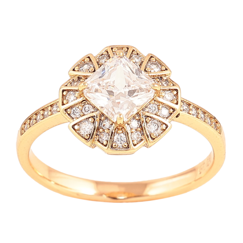 Каблучка Xuping колір Позолота 18K "Візерунок з кристалами" фото №1 Каблучка Xuping колір Позолота 18K "Візерунок з кристалами" фото №1