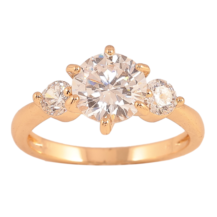 Каблучка Xuping колір Позолота 18K "Три кристали" фото №9