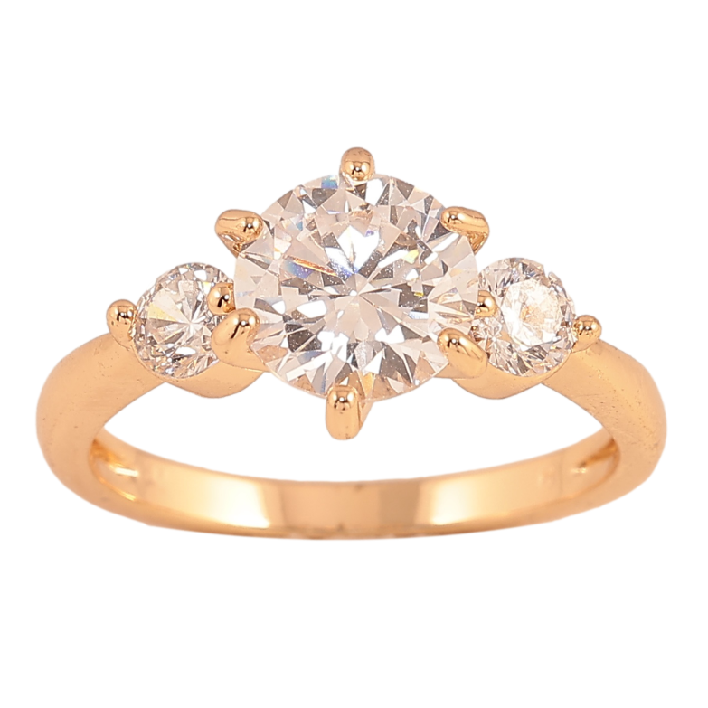 Каблучка Xuping колір Позолота 18K "Три кристали" фото №1