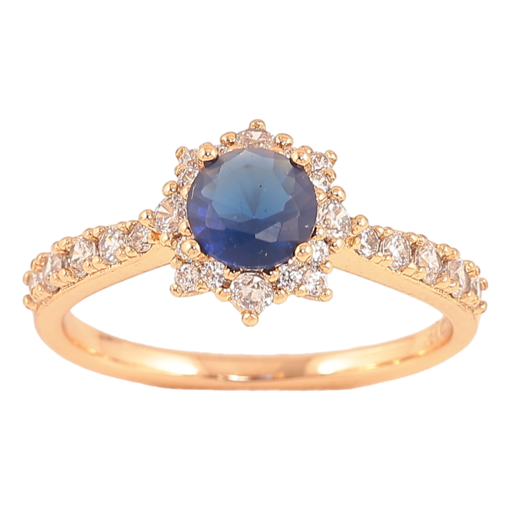 Каблучка Xuping колір Позолота 18K "Узор с синім кристаллом" фото №4