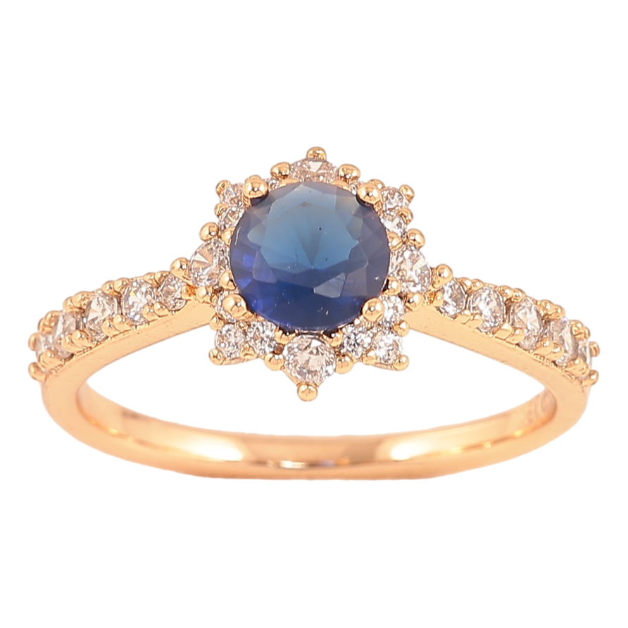 Каблучка Xuping колір Позолота 18K "Узор с синім кристаллом" фото №1