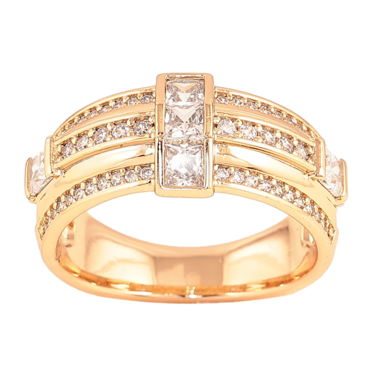 Каблучка Xuping колір Позолота 18K "Візерунок з кристалами" фото №8 Каблучка Xuping колір Позолота 18K "Візерунок з кристалами" фото №8