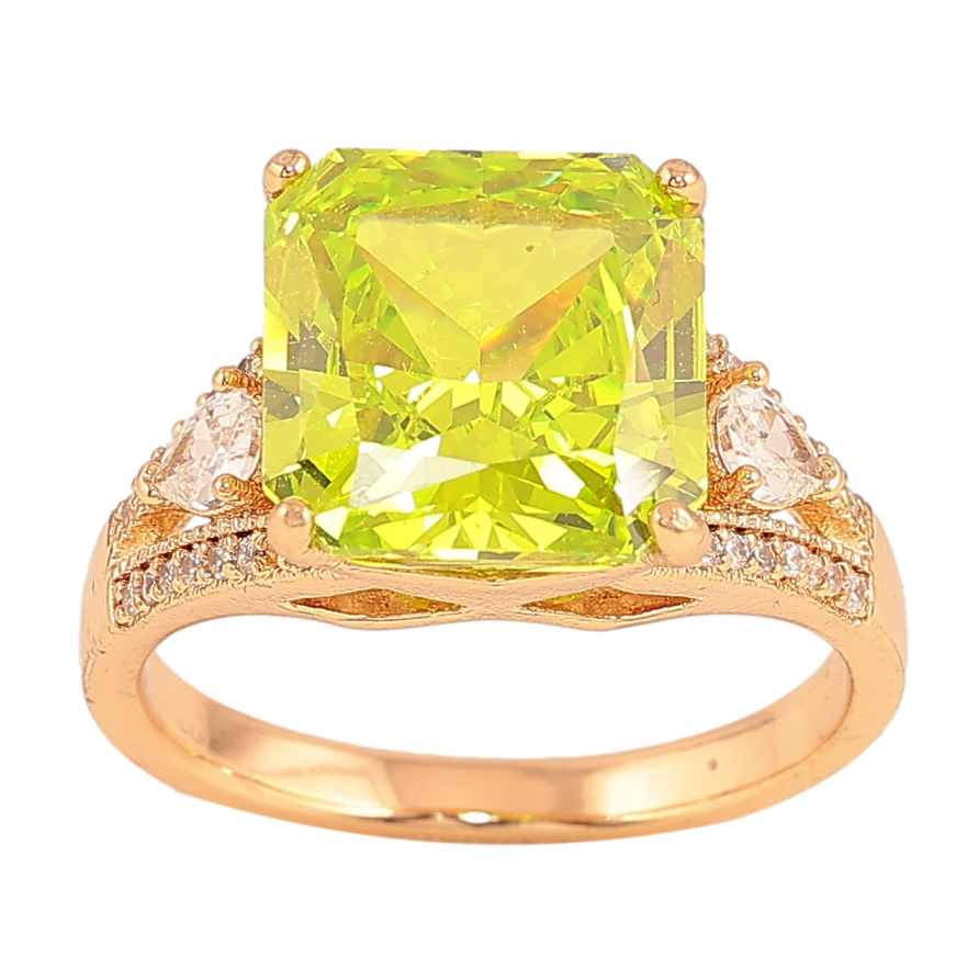 Кольцо Xuping цвет Позолота 18K "Узор с салатовым кристаллом" фото №1