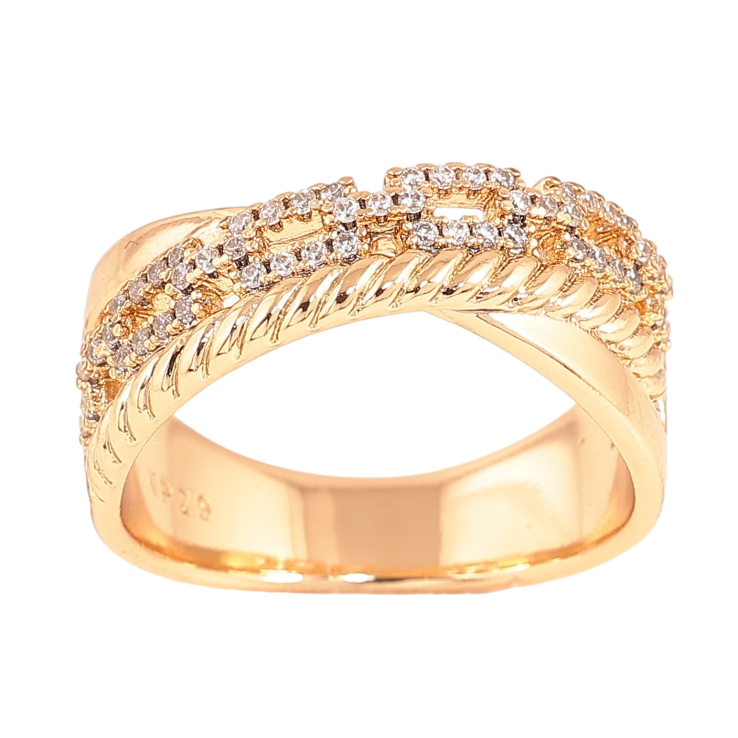 Каблучка Xuping колір Позолота 18K "Візерунок з кристалами" фото №17