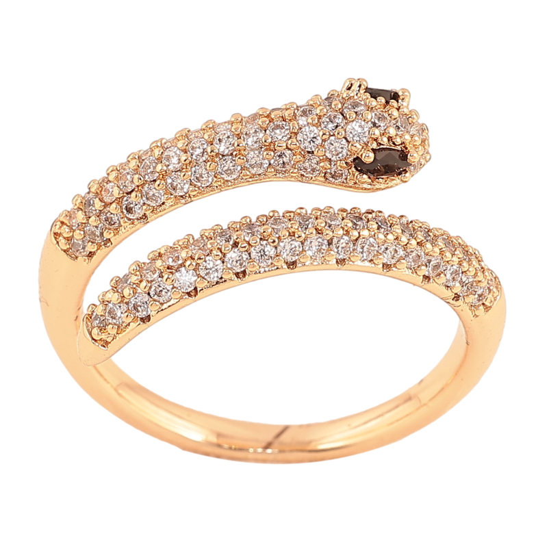 Каблучка Xuping колір Позолота 18K "Змія з інкрустацією кристалами" фото №1 Каблучка Xuping колір Позолота 18K "Змія з інкрустацією кристалами" фото №1