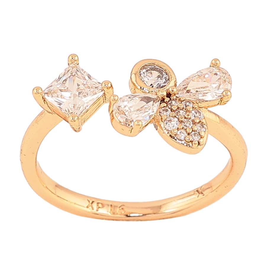 Каблучка Xuping колір Позолота 18K "Візерунок з кристалами" фото №1