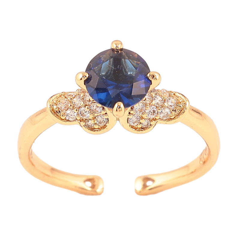 Каблучка Xuping колір Позолота 18K "Візерунок з синім кристалом" фото №1 Каблучка Xuping колір Позолота 18K "Візерунок з синім кристалом" фото №1