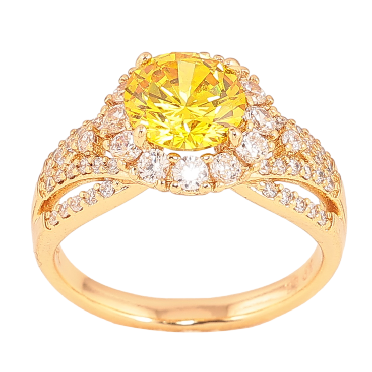 Каблучка Xuping колір Позолота 18K "Візерунок з жовтим кристалом" фото №15 Каблучка Xuping колір Позолота 18K "Візерунок з жовтим кристалом" фото №15