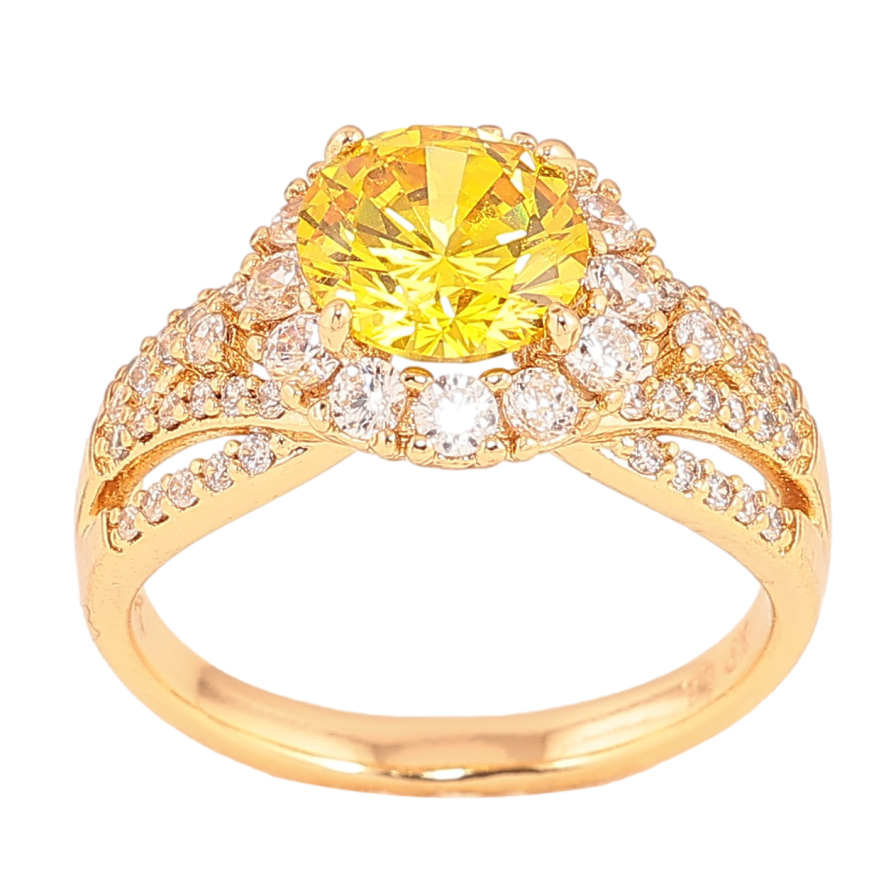 Каблучка Xuping колір Позолота 18K "Візерунок з жовтим кристалом" фото №1