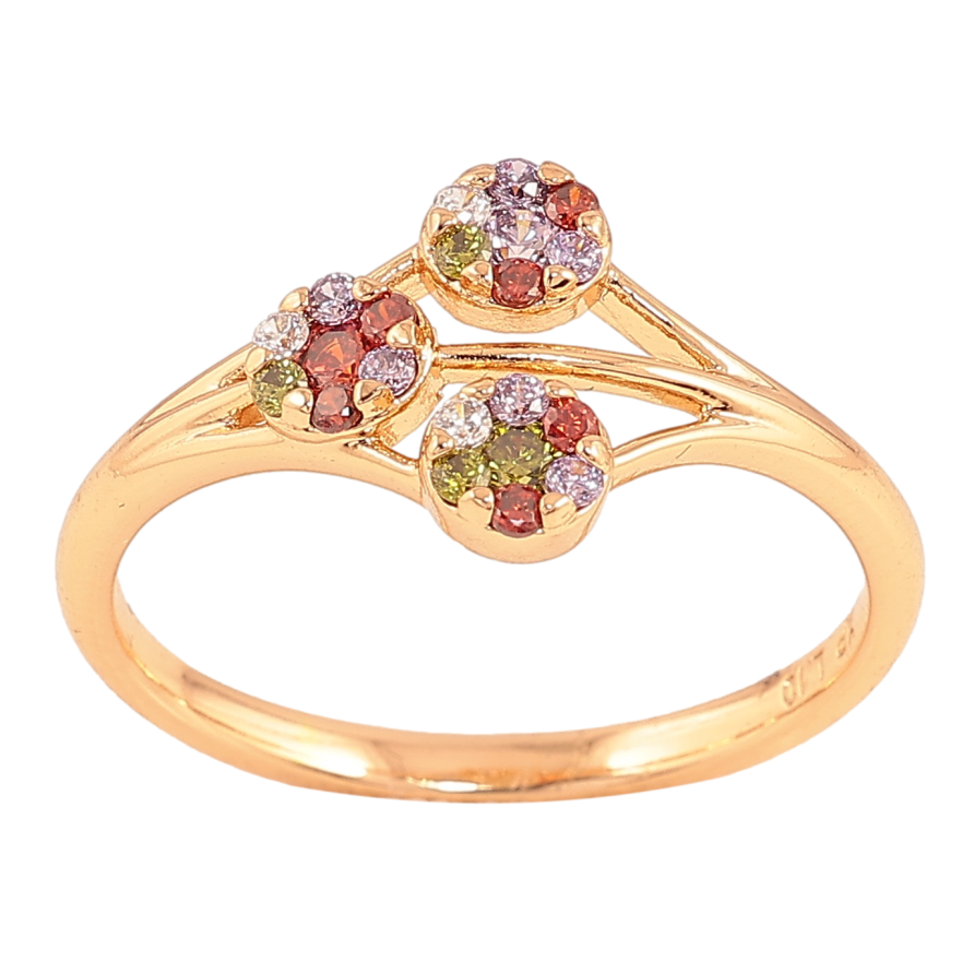 Каблучка Xuping колір Позолота 18K "Візерунок з кольоровими кристалами" фото №1 Каблучка Xuping колір Позолота 18K "Візерунок з кольоровими кристалами" фото №1