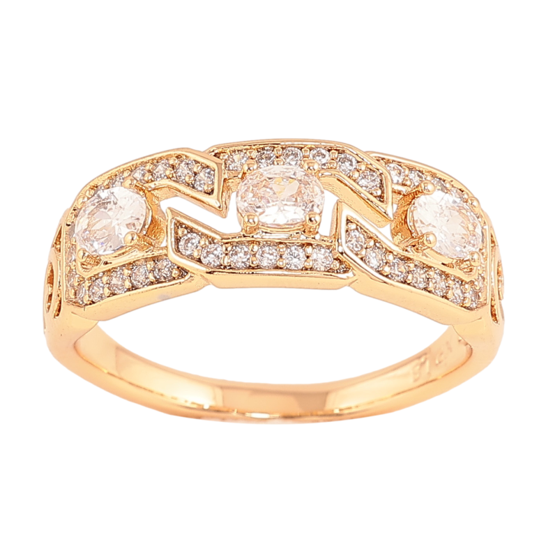 Каблучка Xuping колір Позолота 18K "Візерунок з інкрустацією кристалами" фото №1 Каблучка Xuping колір Позолота 18K "Візерунок з інкрустацією кристалами" фото №1