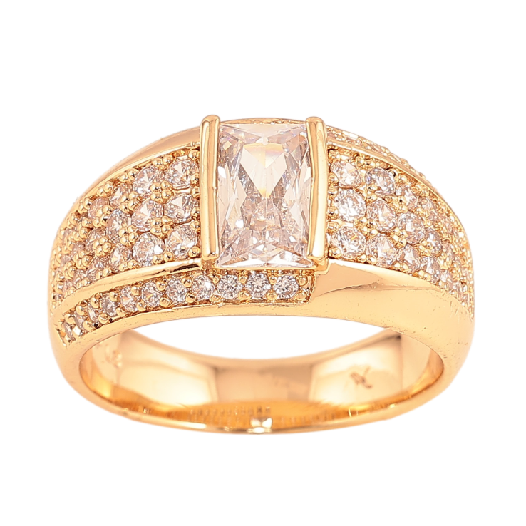 Перстень Xuping цвет Позолота 18K "Узор с инкрустацией кристаллами"  фото №14