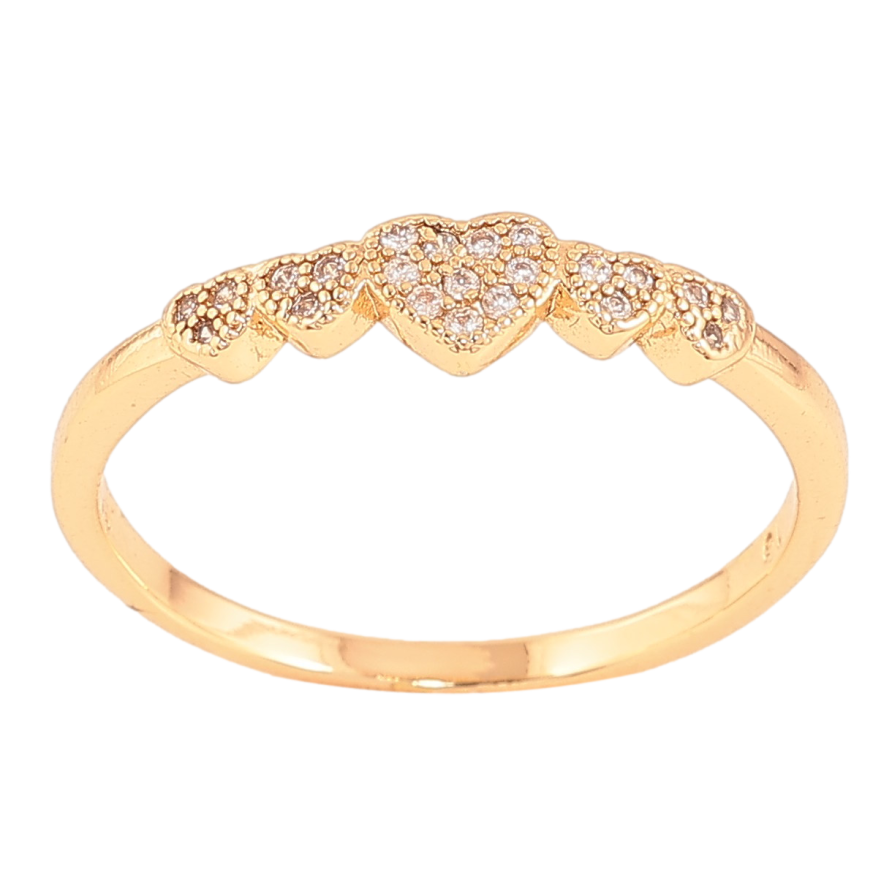 Каблучка Xuping колір Позолота 18K "Сердечки з кристалами" фото №1