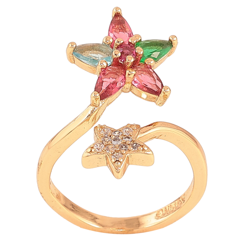 Каблучка Xuping колір Позолота 18K "Зірки з кольоровими кристалами" фото №1