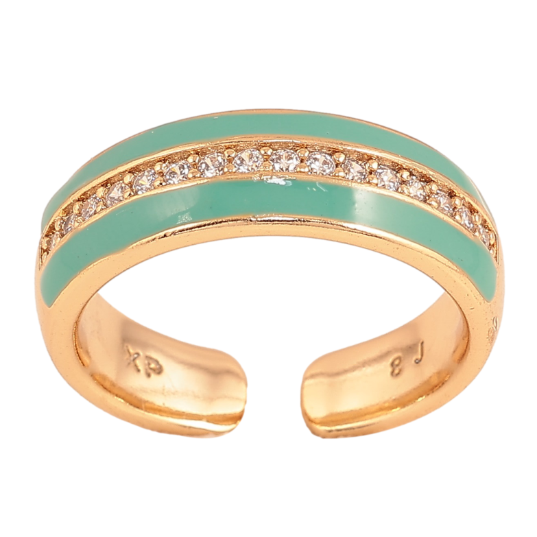 Кольцо Xuping цвет Позолота 18K "Узор с кристаллами и бирюзовой эмалью"  фото №2