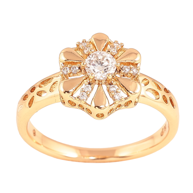 Каблучка Xuping колір Позолота 18K "Візерунок з кристалами" фото №1