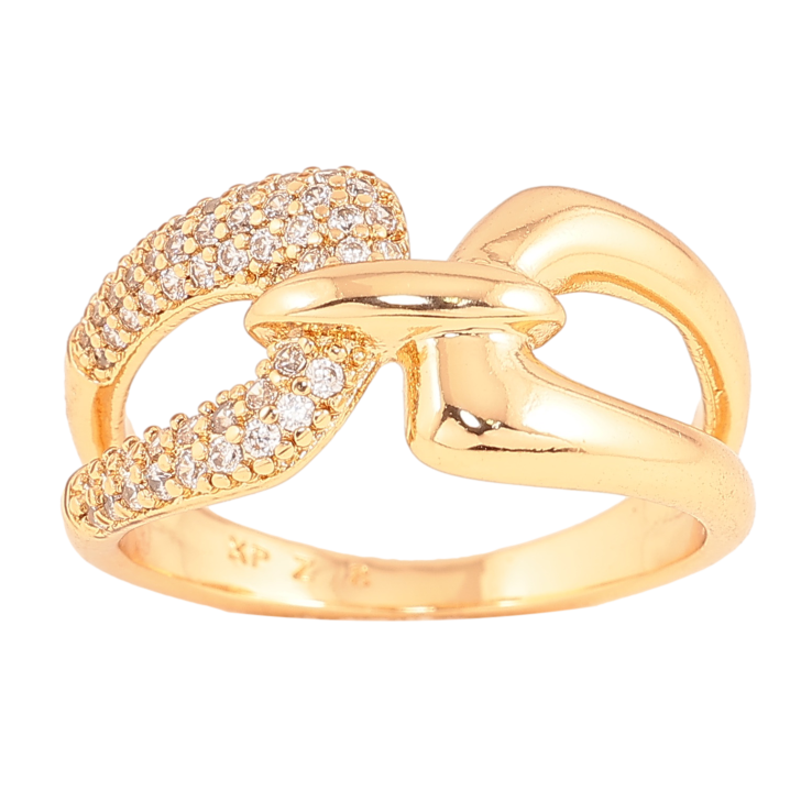 Каблучка Xuping колір Позолота 18K "Візерунок з кристалами" фото №4