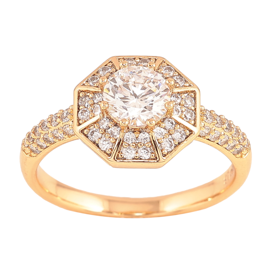 Каблучка Xuping колір Позолота 18K "Візерунок з кристалами" фото №1 Каблучка Xuping колір Позолота 18K "Візерунок з кристалами" фото №1