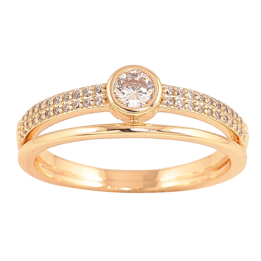 Каблучка Xuping колір Позолота 18K "Візерунок з кристалами" фото №1 Каблучка Xuping колір Позолота 18K "Візерунок з кристалами" фото №1