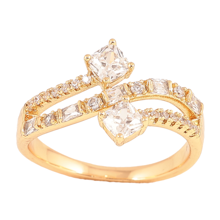 Каблучка Xuping колір Позолота 18K "Візерунок з кристалами" фото №2