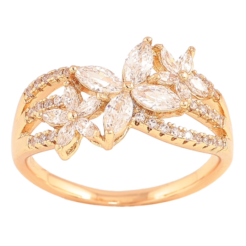 Каблучка Xuping колір Позолота 18K "Квітковий візерунок з кристалами" фото №2