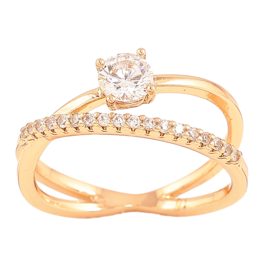 Каблучка Xuping колір Позолота 18K "Візерунок з кристалами" фото №1