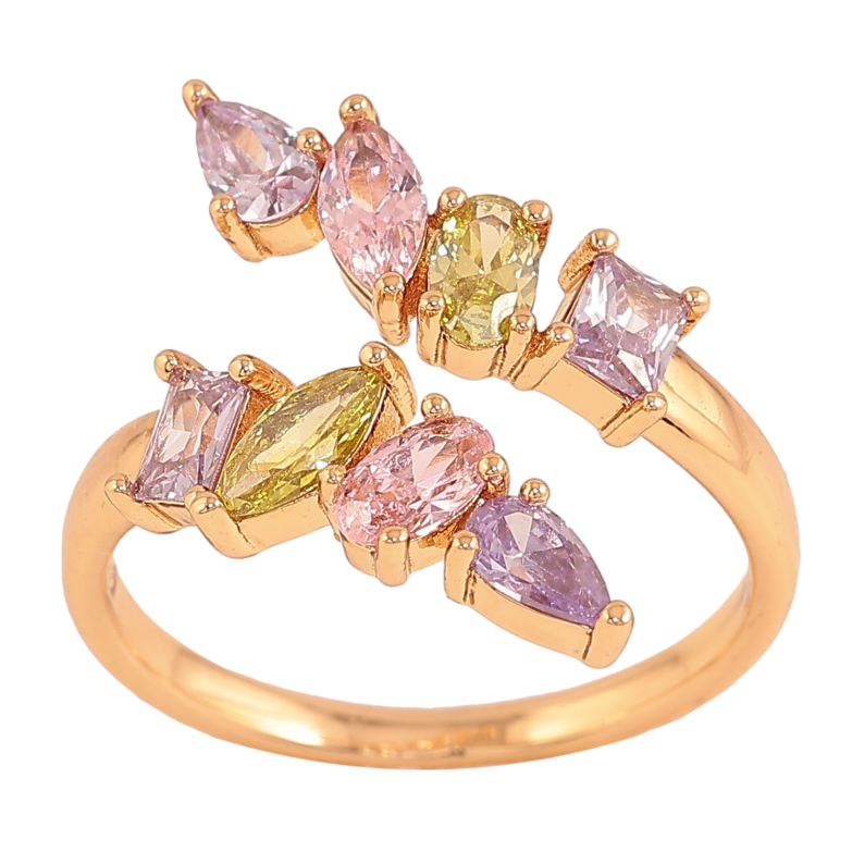 Каблучка Xuping колір Позолота 18K "Візерунок з різнокольоровими кристалами" фото №1 Каблучка Xuping колір Позолота 18K "Візерунок з різнокольоровими кристалами" фото №1