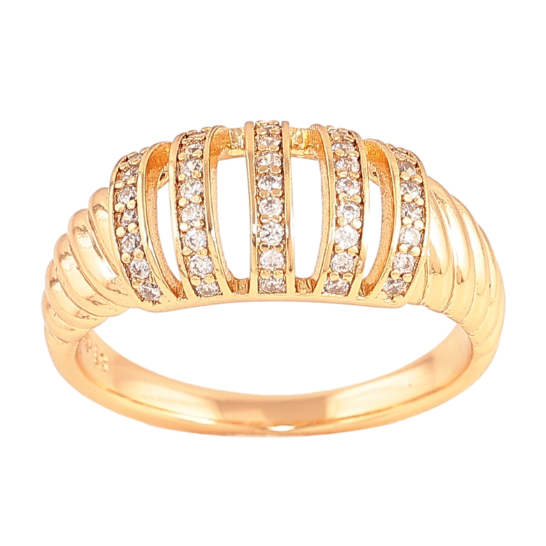 Каблучка Xuping колір Позолота 18K "Візерунок з кристалами" фото №3