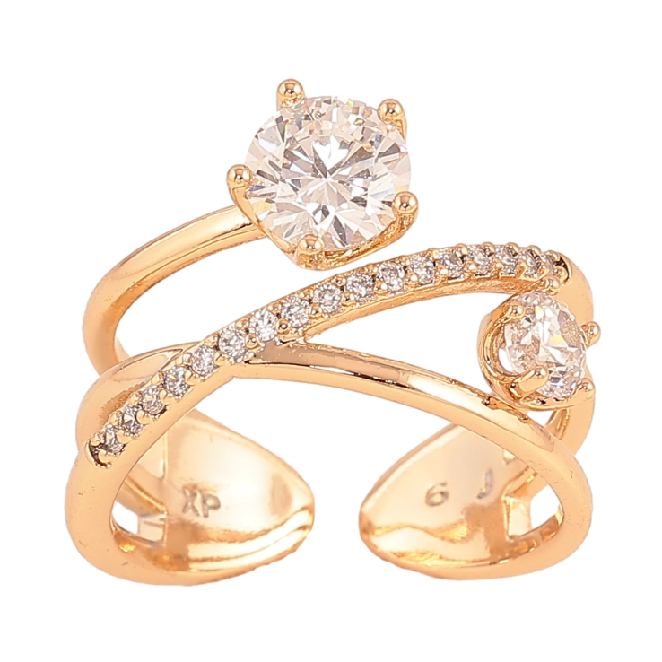 Каблучка Xuping колір Позолота 18K "Візерунок з кристалами" фото №10 Каблучка Xuping колір Позолота 18K "Візерунок з кристалами" фото №10