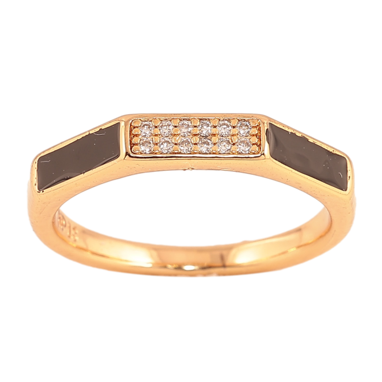 Кольцо Xuping цвет Позолота 18K "Узор с кристаллами и черной эмалью" фото №1