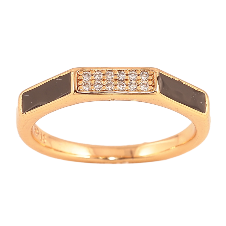 Кольцо Xuping цвет Позолота 18K "Узор с кристаллами и черной эмалью" фото №1