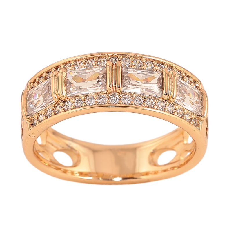 Каблучка Xuping колір Позолота 18K "Візерунок з кристалами"  фото №1