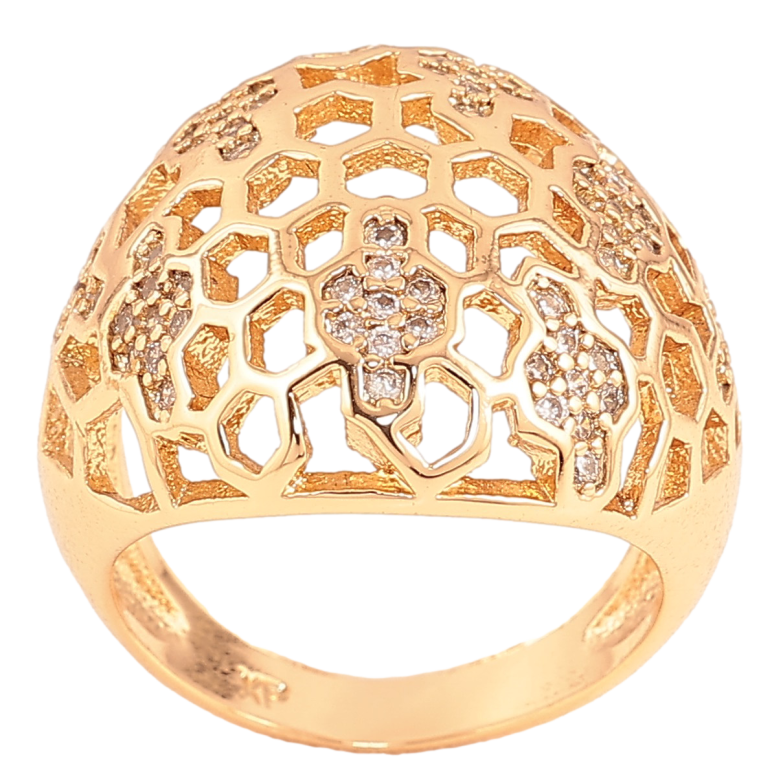 Каблучка Xuping колір Позолота 18K "Візерунок з кристалами"  фото №1