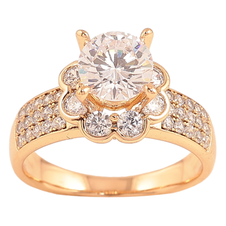 Каблучка Xuping колір Позолота 18K "Квітка з кристалами" фото №1