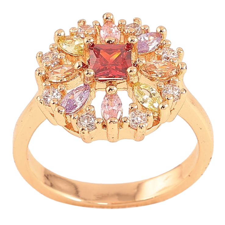 Каблучка Xuping колір Позолота 18K "Візерунок з кольоровими кристалами" фото №25 Каблучка Xuping колір Позолота 18K "Візерунок з кольоровими кристалами" фото №25