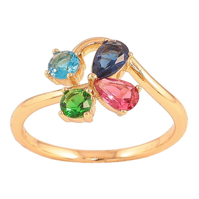 Каблучка Xuping колір Позолота 18K "Візерунок з кольоровими кристалами" фото №1