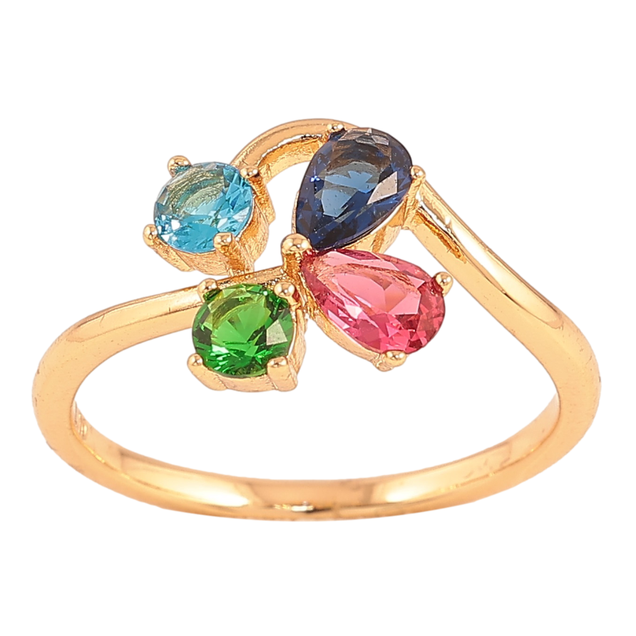 Каблучка Xuping колір Позолота 18K "Візерунок з кольоровими кристалами" фото №1