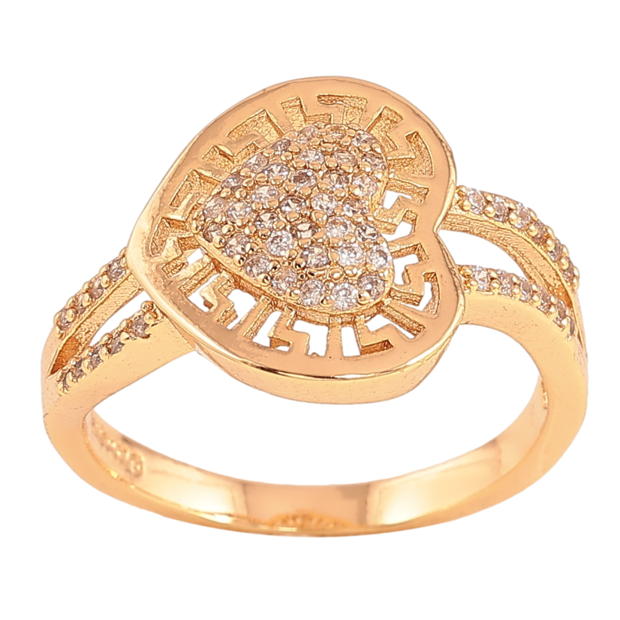 Каблучка Xuping колір Позолота 18K "Сердечко з кристалами" фото №1