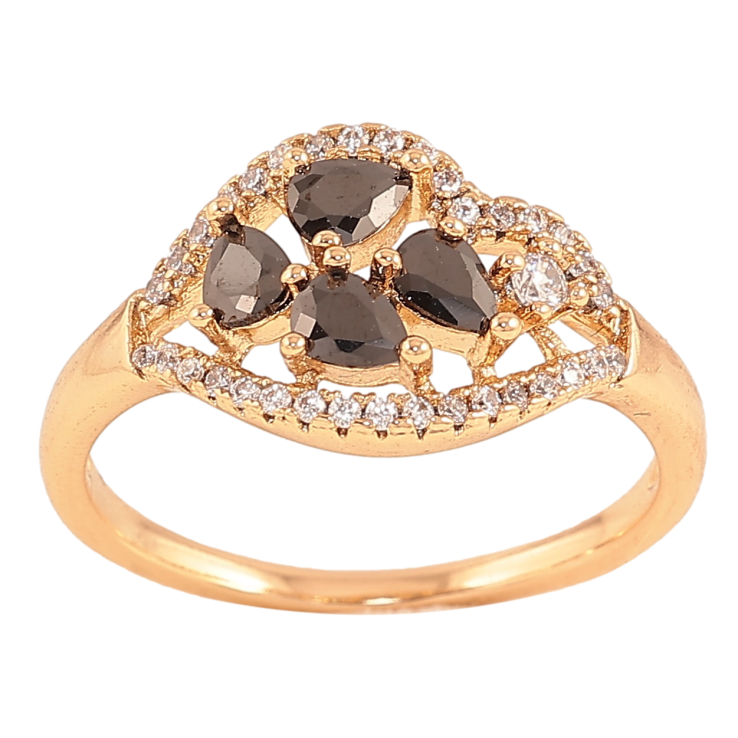 Каблучка Xuping колір Позолота 18K "Візерунок з чорними кристалами" фото №17 Каблучка Xuping колір Позолота 18K "Візерунок з чорними кристалами" фото №17