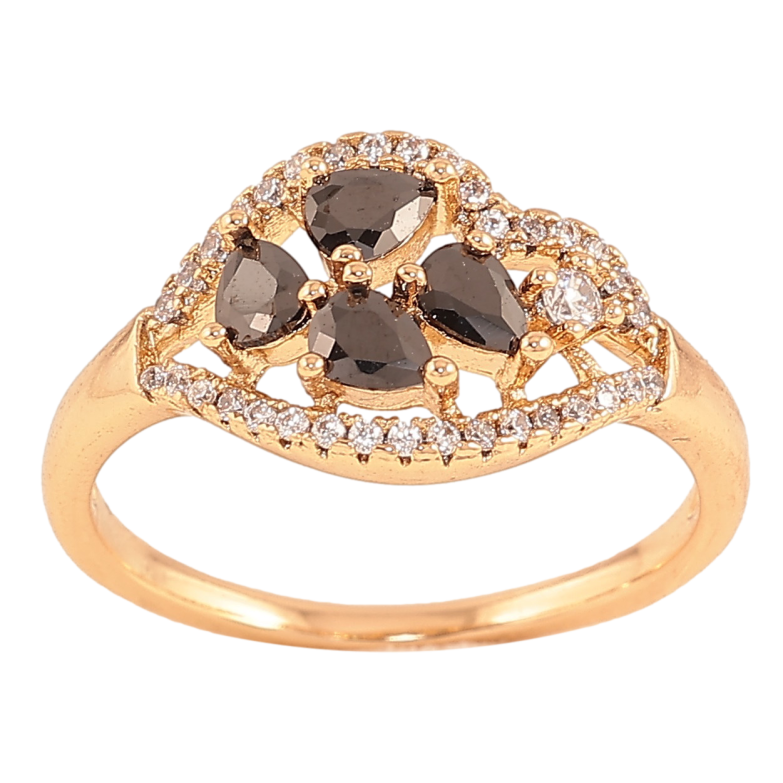 Кольцо Xuping цвет Позолота 18K "Узор с черными кристаллами" фото №1