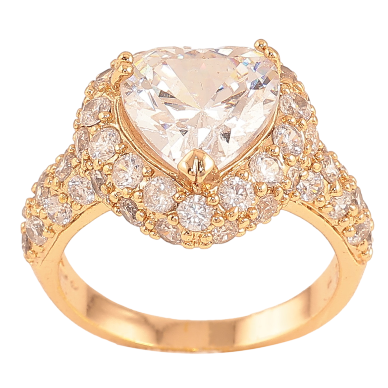 Каблучка Xuping колір Позолота 18K "Сердечко з кристалами" фото №1